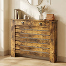 HOMCOM Radiator Cover With Drawer, Horizontal Slat, Rustic Brown