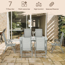 Outsunny 7 Piece Garden Dining Set, Outdoor Table and 6 Chair, Aluminium, Grey