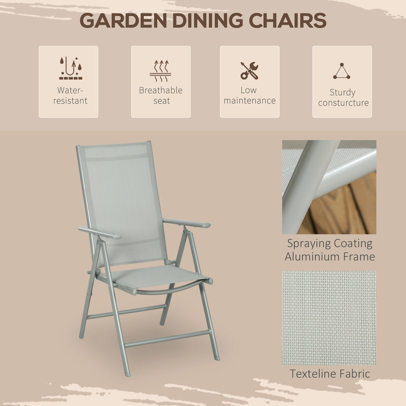 Outsunny 7 Piece Garden Dining Set, Outdoor Table and 6 Chair, Aluminium, Grey