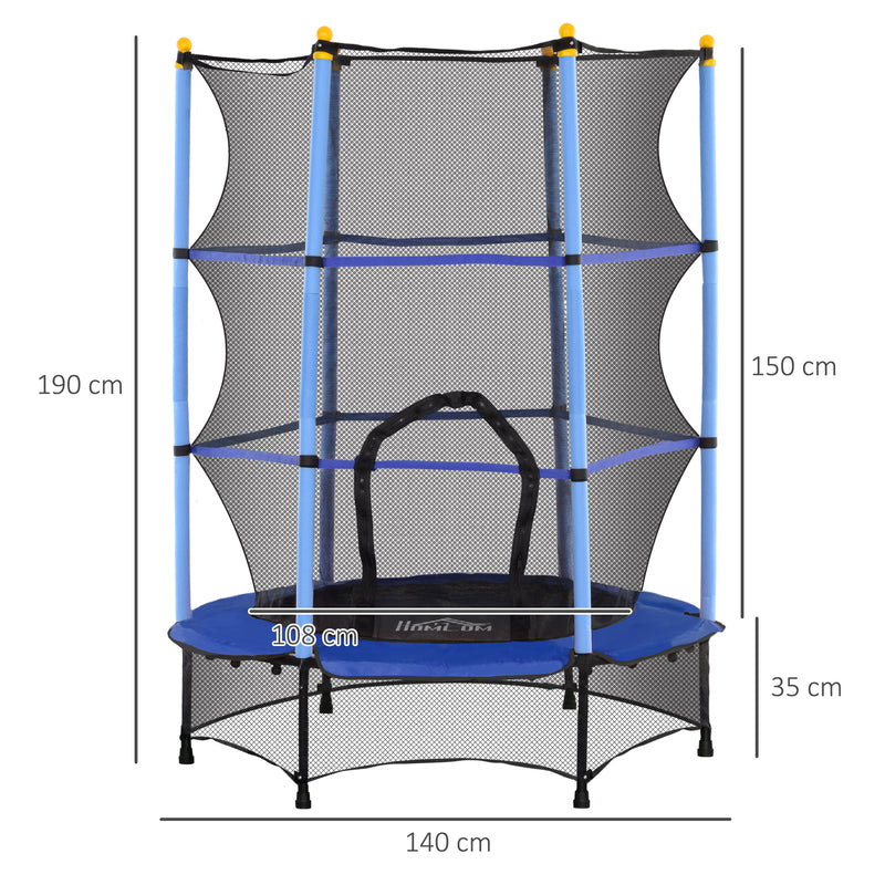 HOMCOM 4.6FT/75 Inch Kids Trampoline With Safety Enclosure, Indoor Outdoor, Pink