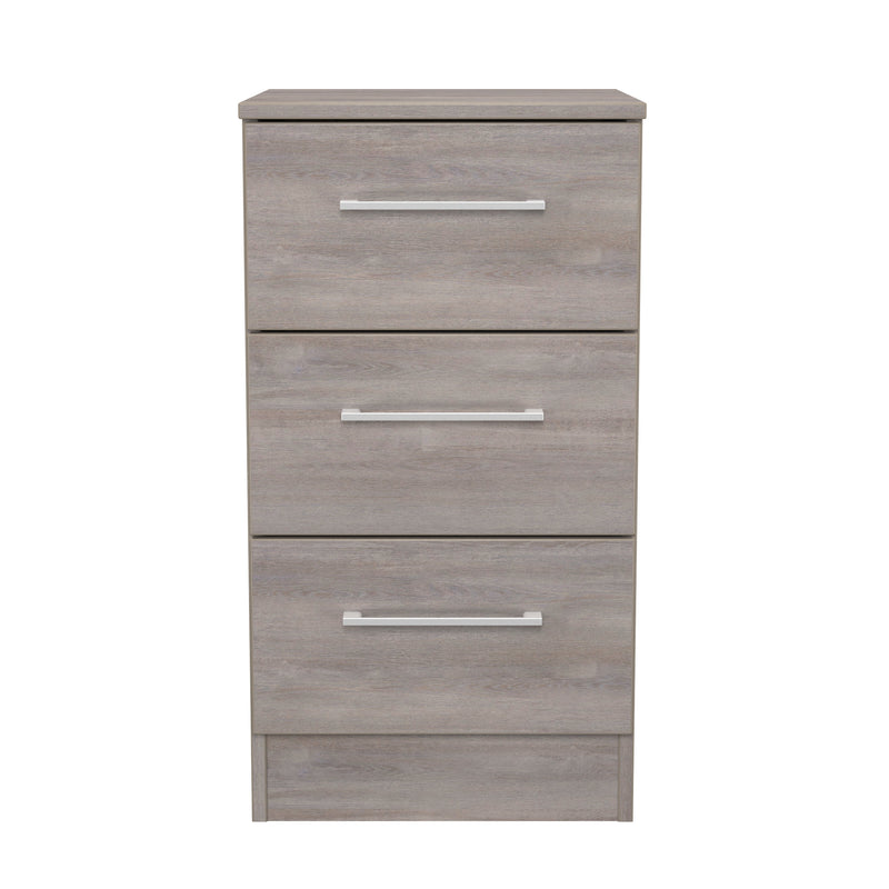 Wellington Ready Assembled 3 Drawer Bedside Cabinet in Grey Oak