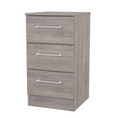 Wellington Ready Assembled 3 Drawer Bedside Cabinet in Grey Oak