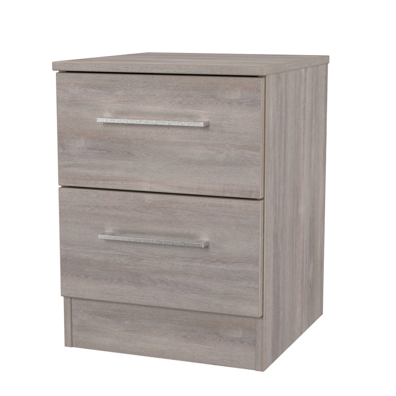 Wellington Ready Assembled 2 Drawer Bedside Cabinet in Grey Oak