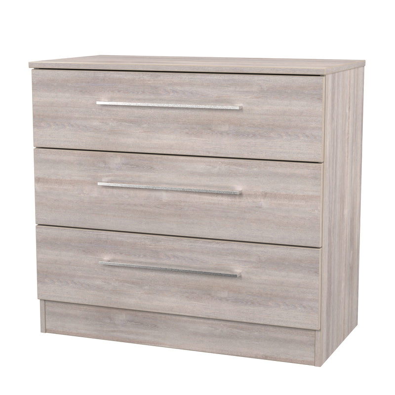 Wellington Ready Assembled 3 Drawer Chest in Grey Oak