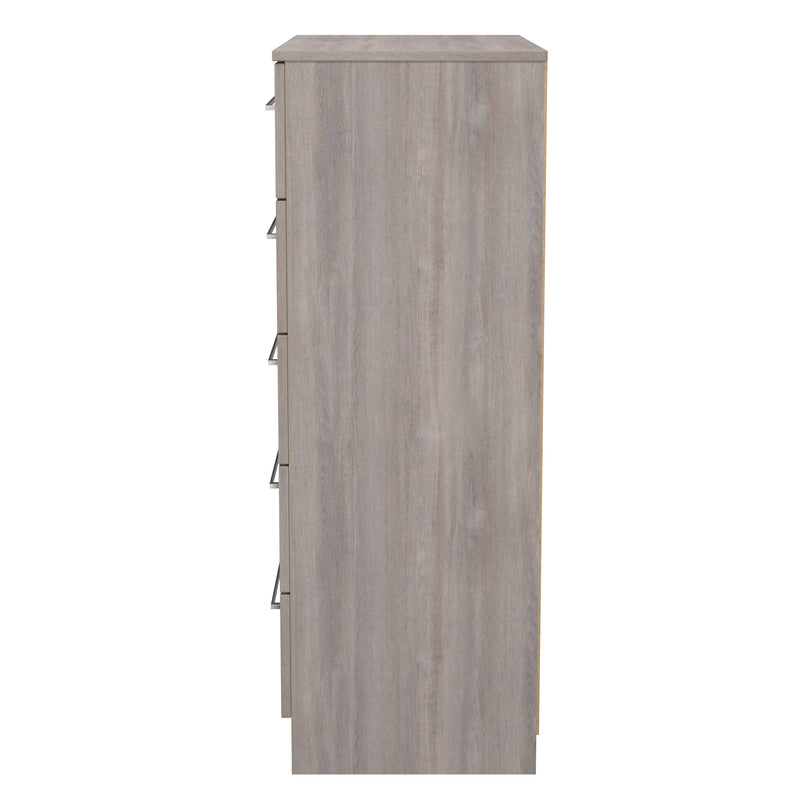 Wellington Ready Assembled 5 Drawer Chest in Grey Oak