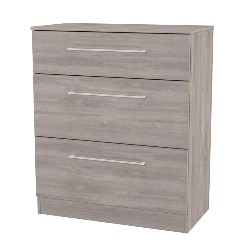 Wellington Ready Assembled 3 Drawer Deep Chest in Grey Oak