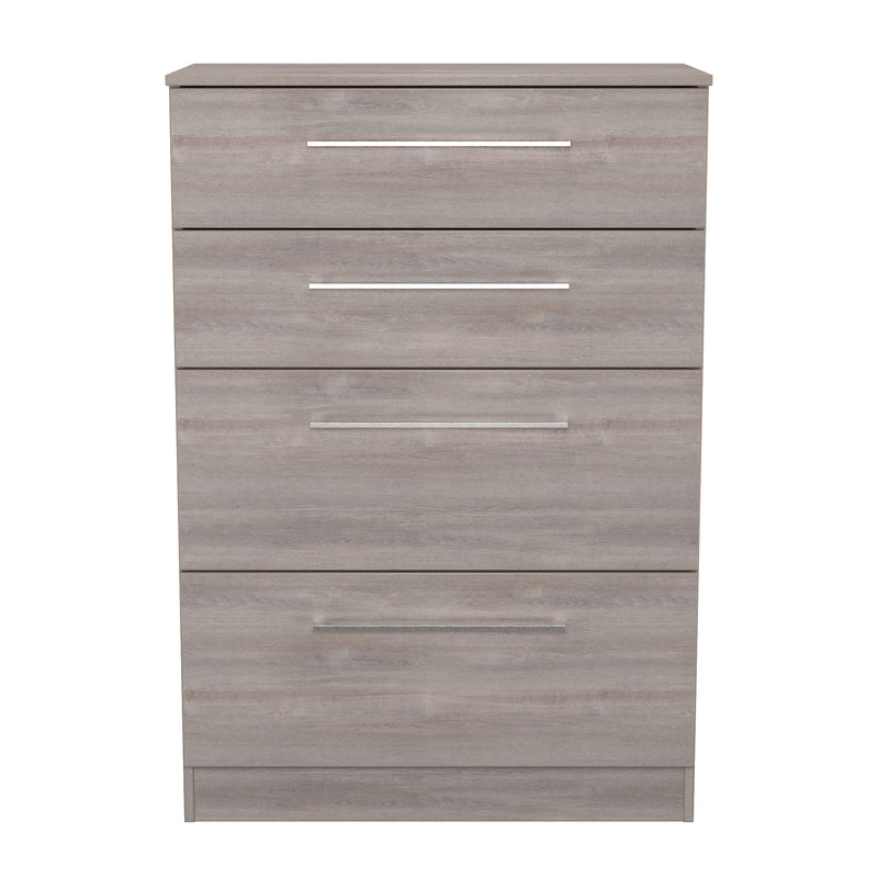 Wellington Ready Assembled 4 Drawer Deep Chest In Grey Oak