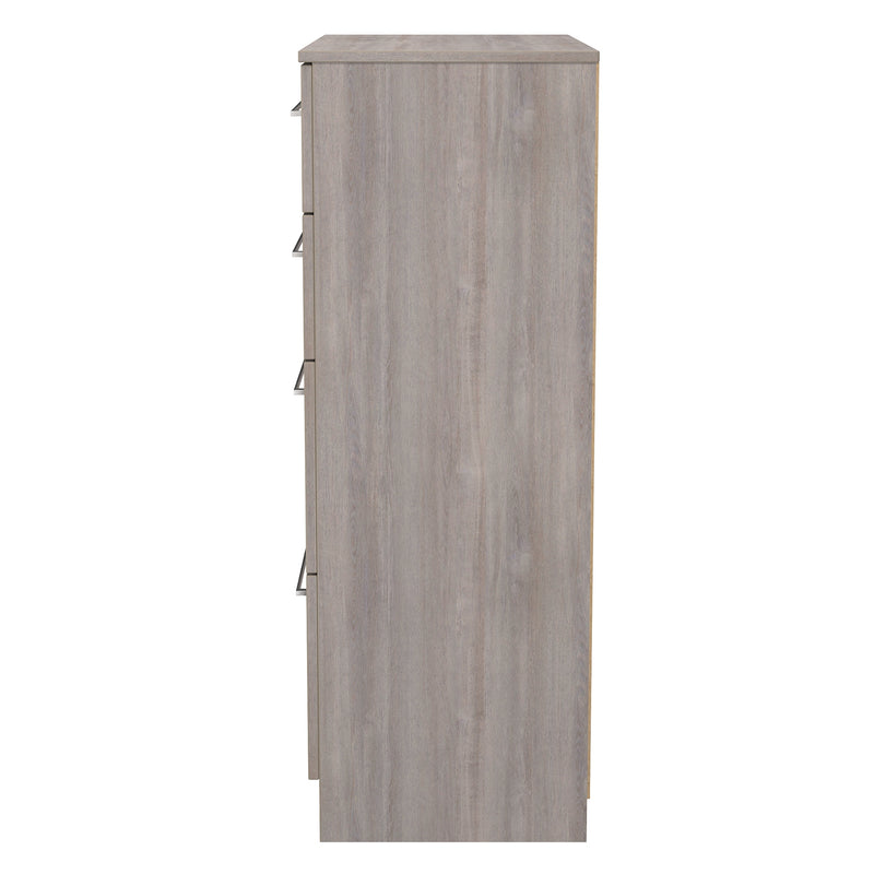 Wellington Ready Assembled 4 Drawer Deep Chest In Grey Oak