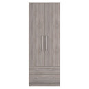 Wellington Ready Assembled 2 Door 2 Drawer Wardrobe in Grey Oak