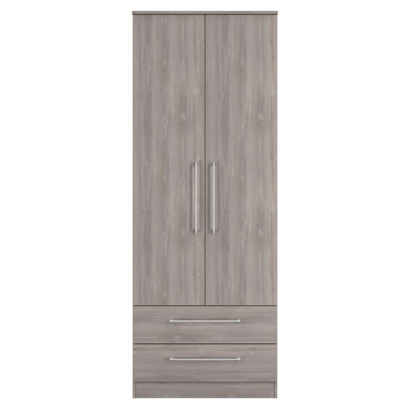 Wellington Ready Assembled 2 Door 2 Drawer Wardrobe in Grey Oak