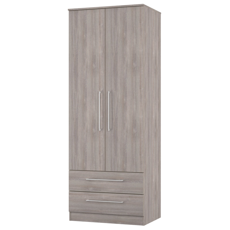 Wellington Ready Assembled 2 Door 2 Drawer Wardrobe in Grey Oak