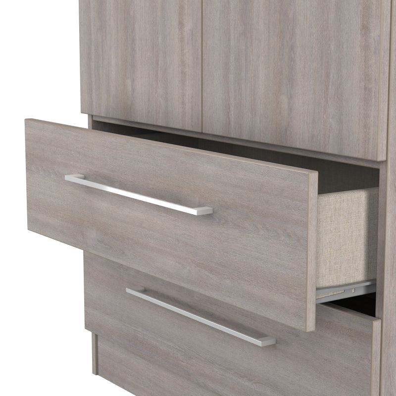 Wellington Ready Assembled 2 Door 2 Drawer Wardrobe in Grey Oak