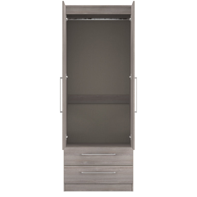 Wellington Ready Assembled 2 Door 2 Drawer Wardrobe in Grey Oak