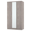 Wellington Ready Assembled Tall Triple Mirror Wardrobe in Grey Oak