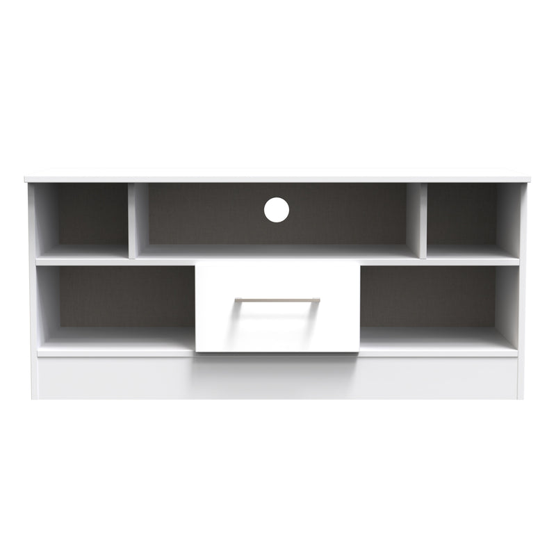 Wellington Ready Assembled TV Unit with 1 Drawer  - White Matt & White