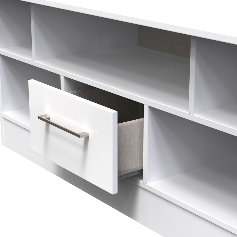 Wellington Ready Assembled TV Unit with 1 Drawer  - White Gloss & White