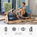 TopSports Wooden Water Rower WP 5000 With Kinomap, Incl. Heart Rate Receiver