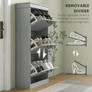 HOMCOM Slim Shoe Storage Cabinet with 3 Flip Drawers for Entryway, Grey