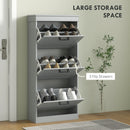 HOMCOM Slim Shoe Storage Cabinet with 3 Flip Drawers for Entryway, Grey