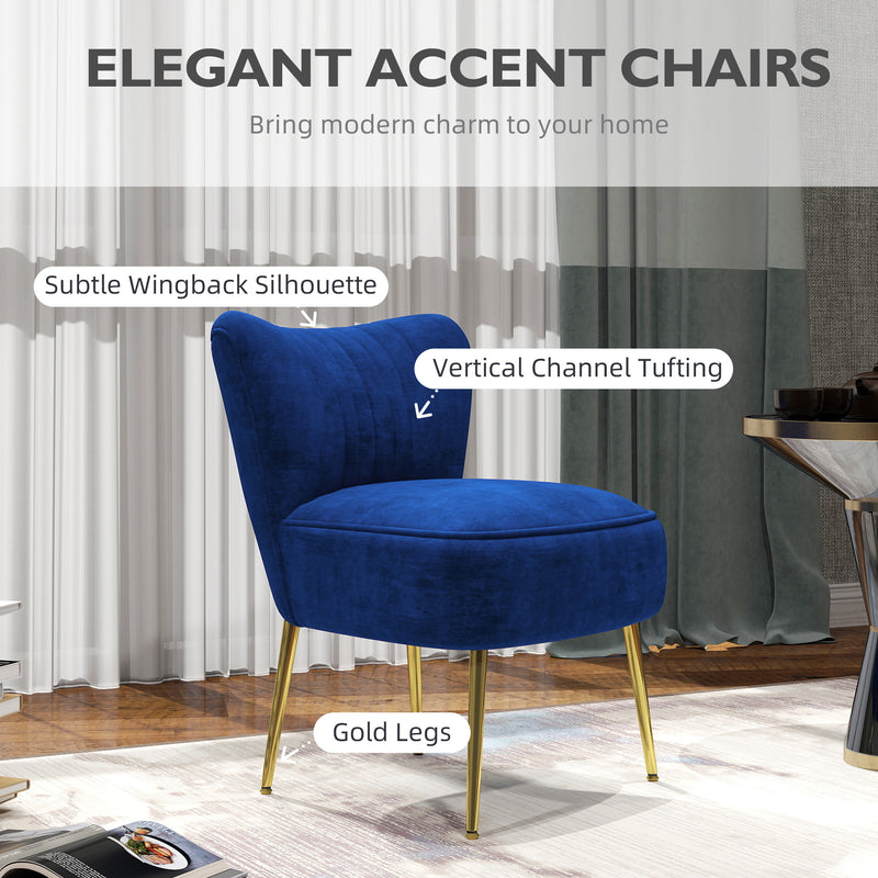 HOMCOM Accent Chair Wingback Armless Chair For Bedroom