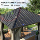 Outsunny 3 X 3(m) Metal Hardtop Gazebo With Netting And Curtains, Black