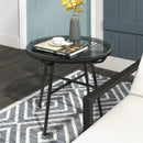 Outsunny Rattan Side Table W/ Tempered Glass Tabletop, Black