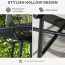 Outsunny Rattan Side Table W/ Tempered Glass Tabletop, Black