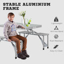 Outsunny Folding Camping Picnic Table with 4 Seats and Umbrella Hole, Grey
