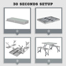 Outsunny Folding Camping Picnic Table with 4 Seats and Umbrella Hole, Grey