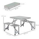Outsunny Folding Camping Picnic Table with 4 Seats and Umbrella Hole, Grey