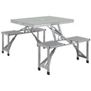 Outsunny Folding Camping Picnic Table with 4 Seats and Umbrella Hole, Grey