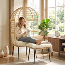 Outsunny Standing Egg Chair Lounge Chair with Footstool, Cushion, Beige