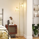 HOMCOM Standing Lamp With Adjustable Dual Head, Modern Floor Lamp, Gold Tone