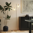 HOMCOM Standing Lamp With Adjustable Dual Head, Modern Floor Lamp, Gold Tone