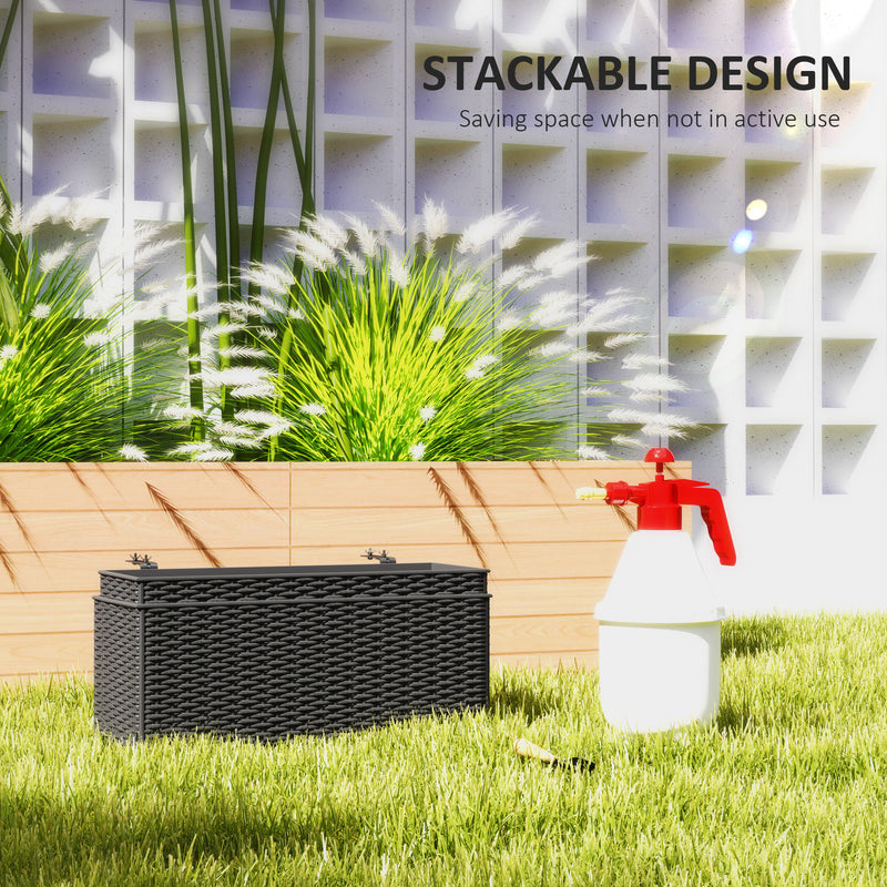 Outsunny Set Of 2 Hanging Flower Boxes, 50 Cm Long, Rattan Look