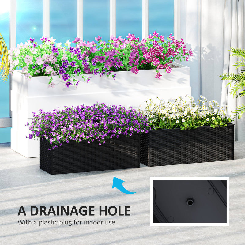 Outsunny Set Of 2 Hanging Flower Boxes, 50 Cm Long, Rattan Look