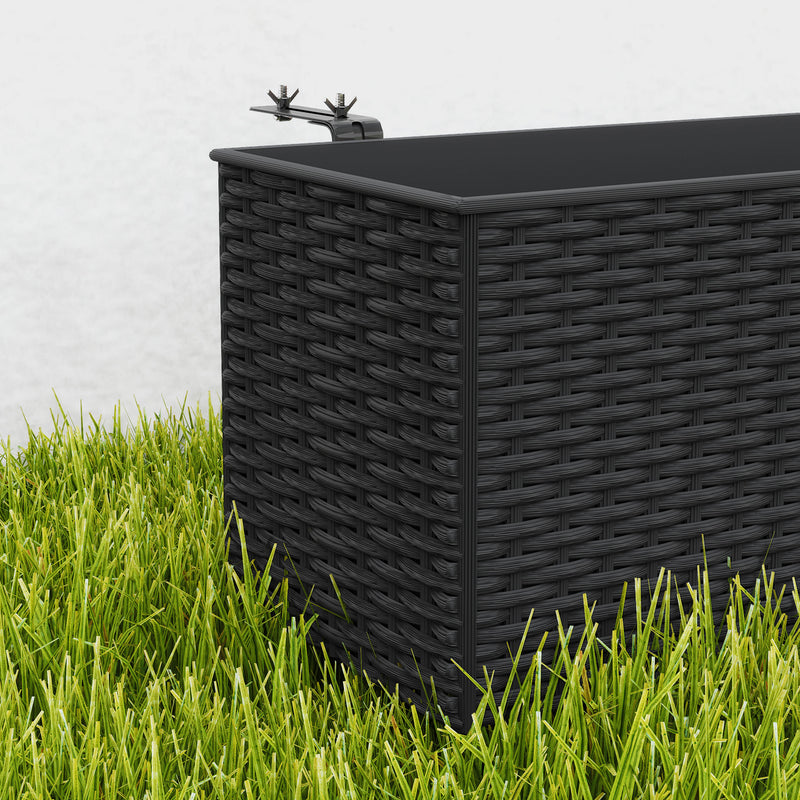 Outsunny Set Of 2 Hanging Flower Boxes, 50 Cm Long, Rattan Look