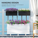 Outsunny Set Of 2 Hanging Flower Boxes, 50 Cm Long, Rattan Look