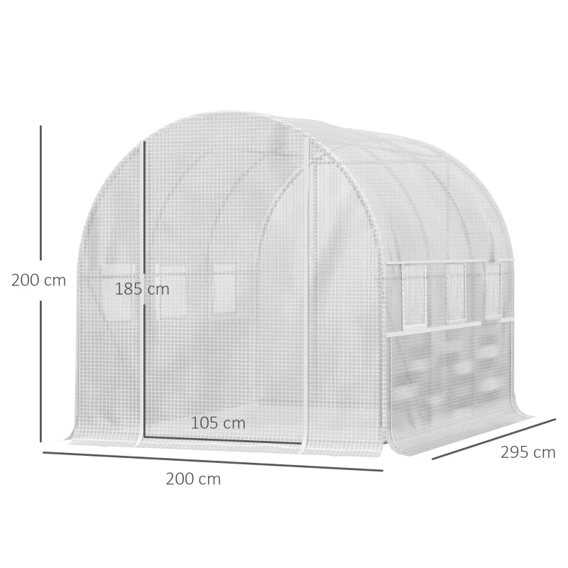 Outsunny Greenhouse Polytunnel 3x2x2m - White