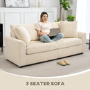 HOMCOM 212 Cm Upholstered Jumbo Cord Sofa Couch With Spring Cushion