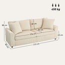 HOMCOM 212 Cm Upholstered Jumbo Cord Sofa Couch With Spring Cushion