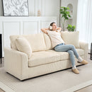 HOMCOM 212 Cm Upholstered Jumbo Cord Sofa Couch With Spring Cushion