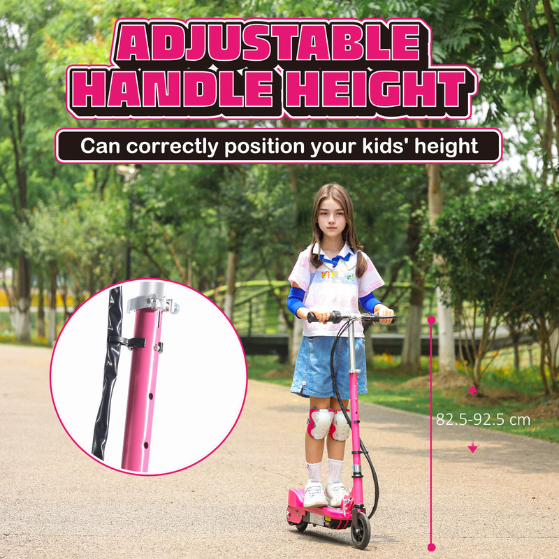 HOMCOM Folding Kids Electric Scooter for 7-14, Pink