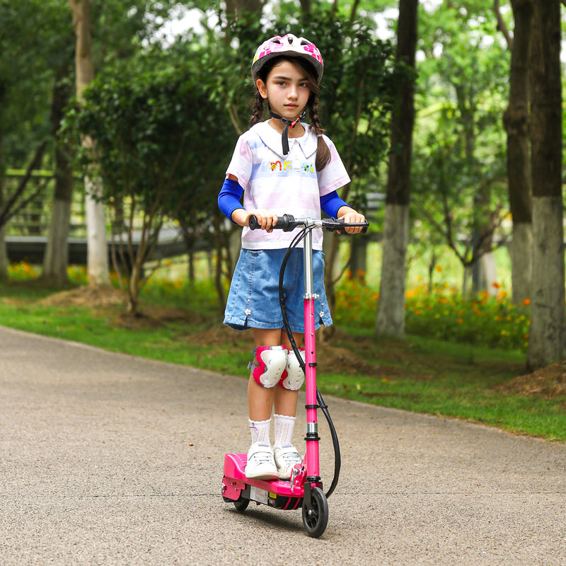 HOMCOM Folding Kids Electric Scooter for 7-14, Pink