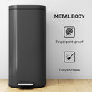 HOMCOM 30L Kitchen Bin, Pedal Bin with Lid, Removable Inner Bucket, Black