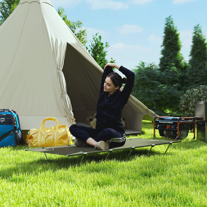Outsunny Lightweight Camping Cot Portable Compact Sleeping Bed w/ Carry Bag