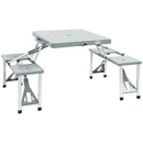 Outsunny Portable Foldable Camping Picnic Table with Seats Chairs and Umbrella Hole, 4-Kids Fold Up Travel Picnic Table, Grey