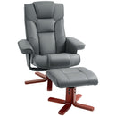 Recliner Chair With Footstool And Adjustable Backrest PU Armchair - Black, Brown, Grey