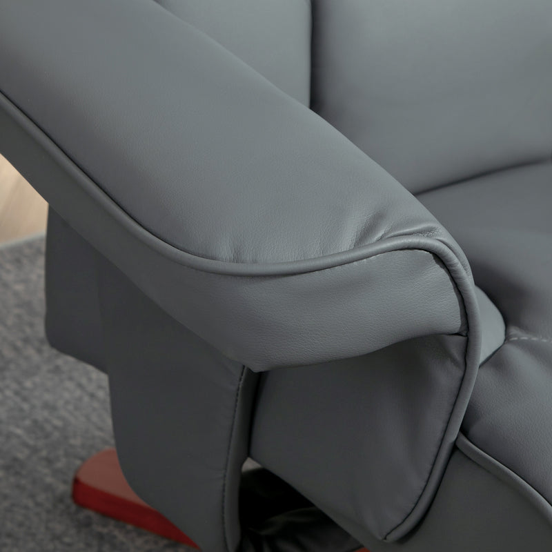 Recliner Chair With Footstool And Adjustable Backrest PU Armchair - Black, Brown, Grey