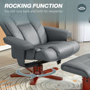Recliner Chair With Footstool And Adjustable Backrest PU Armchair - Black, Brown, Grey